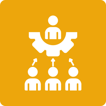 Icon showing one leader managing three team members.